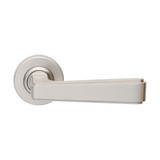 Domino Carter Art Deco Lever Door Handle - Round Rosette - 53mm - Satin Nickel