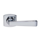 Domino Carter Art Deco Lever Door Handle - Curved Rosette - 55mm x 55mm - Chrome