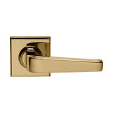 Domino Mckinnon Lever Door Handle - Square Rosette Plate - Polished Brass