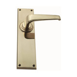 Domino Mckinnon Lever Door Handle - Chamfered Plate - Polished Brass