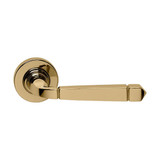 Domino Aro Lever Door Handle - Round Rosette - 53mm - Polished Brass