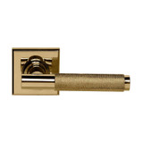 Domino Jansen Lever Door Handle - Square Rosette Plate - Polished Brass