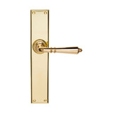 Domino Benington Lever Door Handle - Chamfered Plate - Polished Brass