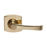 Domino Draper Lever Door Handle - Curved Rosette - 55mm x 55mm - Polished Brass