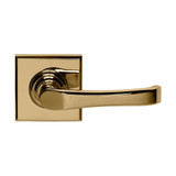 Domino Draper Lever Door Handle - Square Rosette - 56mm x 56mm - Polished Brass