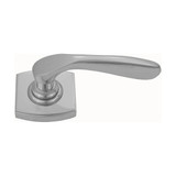 Domino Comus Lever Door Handle - Curved Rosette - 55mm x 55mm - Satin Chrome