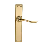 Domino Luna Lever Door Handle - Single Bevelled Plate - Polished Brass