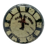 Character House Vintage Clock Face Round Ceramic Cupboard Knob - 38mm - Chrome