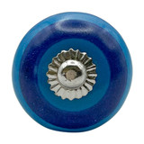 Character House Blue Stripe Round Ceramic Cupboard Knob - 38mm - Chrome