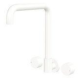 Fienza Kaya Circular Handle Wall Mounted Squareline Bath or Basin Tap - Swivel Spout - Matte White