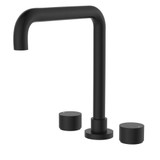 Fienza Kaya Circular Handle Hob Mounted Squareline Bath or Basin Tap - Fixed Spout - Matte Black