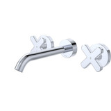 Fienza Kaya Wall Mounted Bath or Basin Tap - Cross Handle - Fixed Spout - Chrome