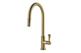 Turner Hastings Ludlow Kitchen Mixer Tap with Pull Out Spray - Metal Lever Handle - Swivel Spout - Brushed Brass
