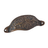 Character House Ornate Iron Drawer Pull Handle - 112mm - Rustic Cast Iron