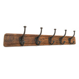 Character House Rustic 5 Hook Coat Rack - 710mm - Dark Distressed Timber