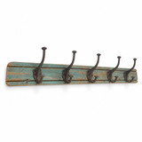 Character House Rustic 5 Hook Coat Rack - 710mm - Blue Distressed Timber