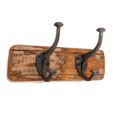 Character House Rustic 2 Hook Coat Rack - 250mm - Medium Distressed Timber