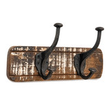 Character House Rustic 2 Hook Coat Rack - 250mm - Dark Distressed Timber