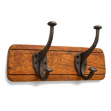 Character House Rustic 2 Hook Coat Rack - 250mm - Distressed Timber
