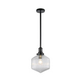 Lighting Inspirations Jefferson Rod Pendant Light - Clear Glass - 250mm - Matte Black