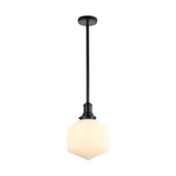 Lighting Inspirations Jefferson Rod Pendant Light - Opal Glass - 250mm - Matte Black