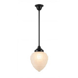 Lighting Inspirations Rod Pendant Light - Asheville Frost Glass - 200mm - Patina Black