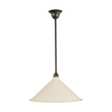 Lighting Inspirations Rod Pendant Light - White Edwardian Shade - 390mm - Patina Black