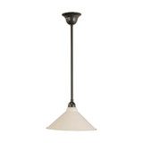 Lighting Inspirations Rod Pendant Light - White Edwardian Shade - 250mm - Patina Black