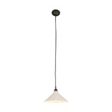 Lighting Inspirations Cord Pendant Light - White Edwardian Shade - 250mm - Patina Black