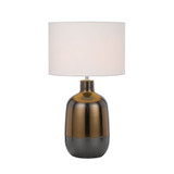 Telbix Arthur Ceramic Base Table Lamp - White Shade - Bronze