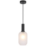 Telbix Aosta Cord Pendant Light - Frost Glass - 140mm - Black