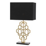 Telbix Akron Marble Base Table Lamp - Black Shade - Antique Gold