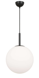 Telbix Bally Cord Pendant Light - 12" Opal Matte Glass - 300mm - Black