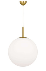 Telbix Bally Cord Pendant Light - 16" Opal Matte Glass - 400mm - Antique Gold
