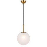 Telbix Bally Cord Pendant Light - 10" Alabastro Glass - 250mm - Antique Gold