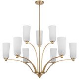 Telbix Brevan Rod Pendant Light - 9 Arm - Alabastro Shade - 990mm - Antique Gold