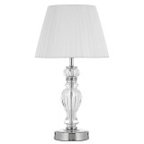 Telbix Cadiz Art Deco Table Lamp with Glass Base - White Shade - Chrome