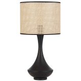 Telbix Claris Table Lamp - Cream Raffia Shade - Black