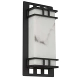 Telbix Burch Outdoor LED Wall Light - White Marble Shade - Black