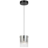 Telbix Crevil Cord Pendant Light - Smoke Glass - Black