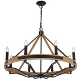 Telbix Darien Lantern Black Chain Pendant Light - 860mm - Wood