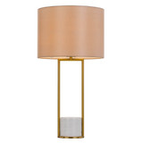 Telbix Desire Marble Base Table Lamp - Brown Shade - Gold & White