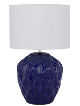Telbix Diaz Ceramic Base Table Lamp - White Shade - Blue