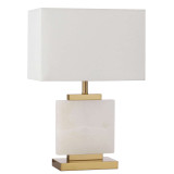 Telbix Dana White Marble Base Table Lamp - White Shade - Antique Gold