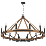 Telbix Darien Lantern Black Chain Pendant Light - 1210mm - Wood