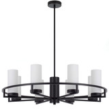 Telbix Eamon Rod Pendant Light - 8 Arm - Opal Matte - 850mm - Black