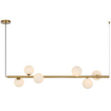 Telbix Elson Cord Pendant Light - 6 Light - Opal Matte Glass - 265mm - Antique Gold