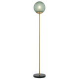Telbix Elwick Marble Base Floor Lamp - Green Glass - Brass & Green