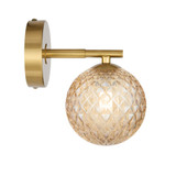 Telbix Felton Indoor Wall Light - Amber Tear Glass - Antique Gold