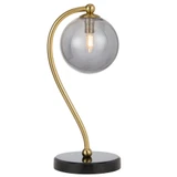 Telbix Felton Black Marble Base Desk Lamp - Smoke Glass - Antique Gold